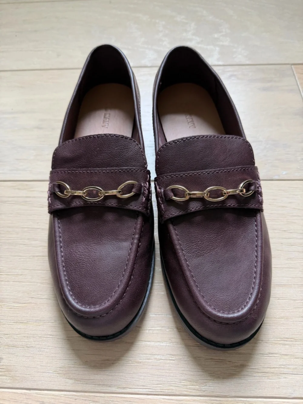 Old Navy Brown Faux Leather Loafers Gold Bit Detail Slip-On Flats women Size 9 - Picture 4 of 5